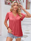 Double Take Women’s Ruched V-Neck Short Sleeve T-Shirt Polyester Rayon Spandex Size S-2XL