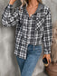 Blueberi B Women's Plaid Long Sleeve Hooded Jacket Cotton Polyester Size S-2XL