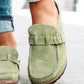 Blueberi B Round Toe Low Heel Buckle Loafers Elastomer PU Leather Size 4-11