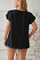 Blueberi B Women's Ruched V-Neck Flounce Sleeve Blouse Polyester Size S-2XL
