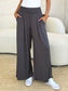 Double Take Women’s Full Size Smocked Wide Waistband Wide Leg Pants Rayon Spandex Size S-3XL