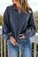 Blueberi B Women’s Quarter-Snap Collared Long Lantern Sleeve Sweatshirt Polyester Elastane Size S- 2XL