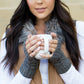 100% Soft Acrylic Diamond Cable Knit Fingerless Thumb Opening Hand Warmers | 7.5" | One Size