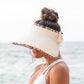 100% Breathable Straw Leopard Trim Foldable Wide Brim Bow Visor | One Size