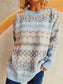 Blueberi B Women’s Geometric Round Neck Dropped Shoulder Sweater Polyester Acrylic One Size