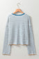 Blueberi B Women’s Striped Round Neck Dropped Shoulder Long Sleeve Top Cotton Polyester Elastane Size S-XL