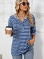 Blueberi B Women’s Drawstring Striped Long Sleeve Hoodie Rayon polyester Spandex Sizes S-2XL