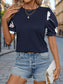 Blueberi B Women's Printed Round Neck Short Sleeve T-Shirt Polyester Elastane Size S-XL