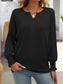 Blueberi B Women's Textured Notched Lantern Sleeve T-Shirt Polyester Spandex Size S-2XL