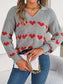 Blueberi B Women’s Heart Johnny Collar Long Sleeve Sweater Acrylic Size S-L