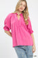 Peony linen scalloped ruffle neck top at Blueberi Boutique