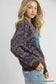 Chocolate brown scenic print cropped sweatshirt side view at Blueberi Boutique