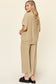 Double Take Women’s Full Size Texture Round Neck Short Sleeve T-Shirt and Wide Leg Pants Polyester Spandex Size S-3XL