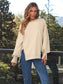 Blueberi B Women's  Slit Round Neck Long Sleeve Sweatshirt Rayon Polyester Size S-2XL
