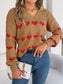 Blueberi B Women’s Heart Johnny Collar Long Sleeve Sweater Acrylic Size S-L