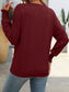 Blueberi B Women's Textured Notched Lantern Sleeve T-Shirt Polyester Spandex Size S-2XL