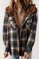 Blueberi B Women’s Plaid Button Up Long Sleeve Hooded Jacket Polyester  Size S-2XL