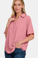 Zenana Women's Texture Collared Neck Short Sleeve Top Polyester Size S-XL