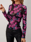 Blueberi B Women’s Floral Mock Neck Long Sleeve Top Polyester S-2XL