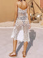 Blueberi B Women’s Openwork Scoop Neck Spaghetti Strap Cover-Up Dress Acrylic One Size