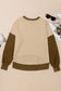 Blueberi B Women's Contrast Round Neck Long Sleeve Sweatshirt Polyester Cotton Size S-2XL