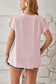 Blueberi B Women's Ruched V-Neck Flounce Sleeve Blouse Polyester Size S-2XL