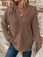 Blueberi B Women’s Waffle Knit Long Sleeve Drawstring Hooded Top Polyester Elastane S-2XL