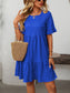 Blueberi B Women’s Mandy Ruffled Ruched Round Neck Half Sleeve Dress Polyester Size S-2XL