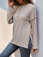 Blueberi B Women's Slit Half Button Long Sleeve T-Shirt Polyester Elastane Size S-XL