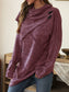 Blueberi B Women’s Asymmetrical Hem Cowl Neck Long Sleeve T-Shirt Polyester Spandex Size S-2XL