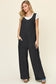 Double Take Women’s Full Size Texture Sleeveless Wide Leg Jumpsuit Polyester Spandex Size S-3XL