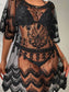 Blueberi B Women’s Lace Round Neck Half Sleeve Cover-Up Polyester One size