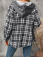 Blueberi B Women's Plaid Long Sleeve Hooded Jacket Cotton Polyester Size S-2XL