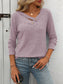 Blueberi B Women's Ribbed V-Neck Long Sleeve T-Shirt Rayon Polyester Size S-2XL