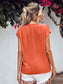 Blueberi B Women's Ruffled V-Neck Short Sleeve Blouse Polyester Spandex Size S-XL