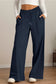 Blueberi B Women’s Drawstring Elastic Waist Wide Leg Pants Polyester Size S-2XL