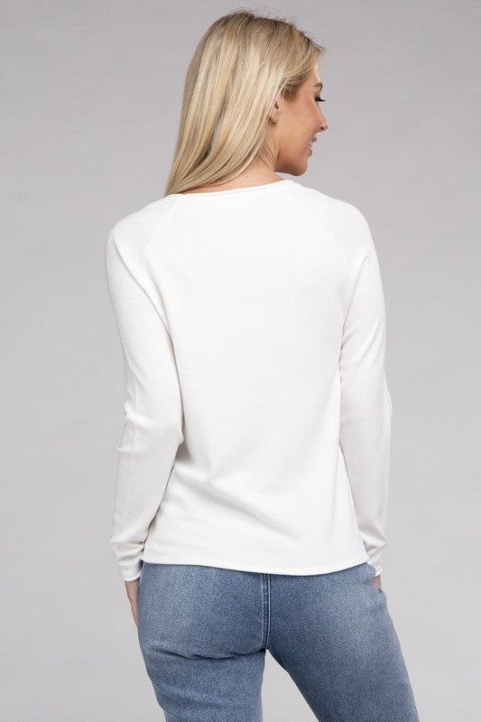 Viscose Round Neck Long Sleeve Basic Sweater