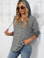 Blueberi B Women’s Drawstring Striped Long Sleeve Hoodie Rayon polyester Spandex Sizes S-2XL