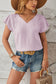 Blueberi B Women's Ruched V-Neck Flounce Sleeve Blouse Polyester Size S-2XL