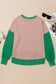 Blueberi B Women's Contrast Round Neck Long Sleeve Sweatshirt Polyester Cotton Size S-2XL