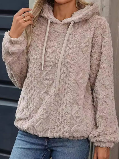 Blueberi B Women’s Drawstring Long Sleeve Plush Hoodie Polyester Size S-2XL