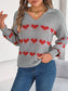 Blueberi B Women’s Heart Johnny Collar Long Sleeve Sweater Acrylic Size S-L