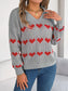 Blueberi B Women’s Heart Johnny Collar Long Sleeve Sweater Acrylic Size S-L