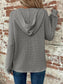 Blueberi B Women’s Waffle Knit Long Sleeve Drawstring Hooded Top Polyester Elastane S-2XL