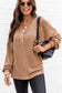 Blueberi B Women’s Slit Waffle Knit Long Sleeve T-Shirt Polyester Size S-2XL