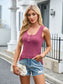Scoop Neck Wide Strap Tank Top - Women's Ribbed Fitted S-2XL
