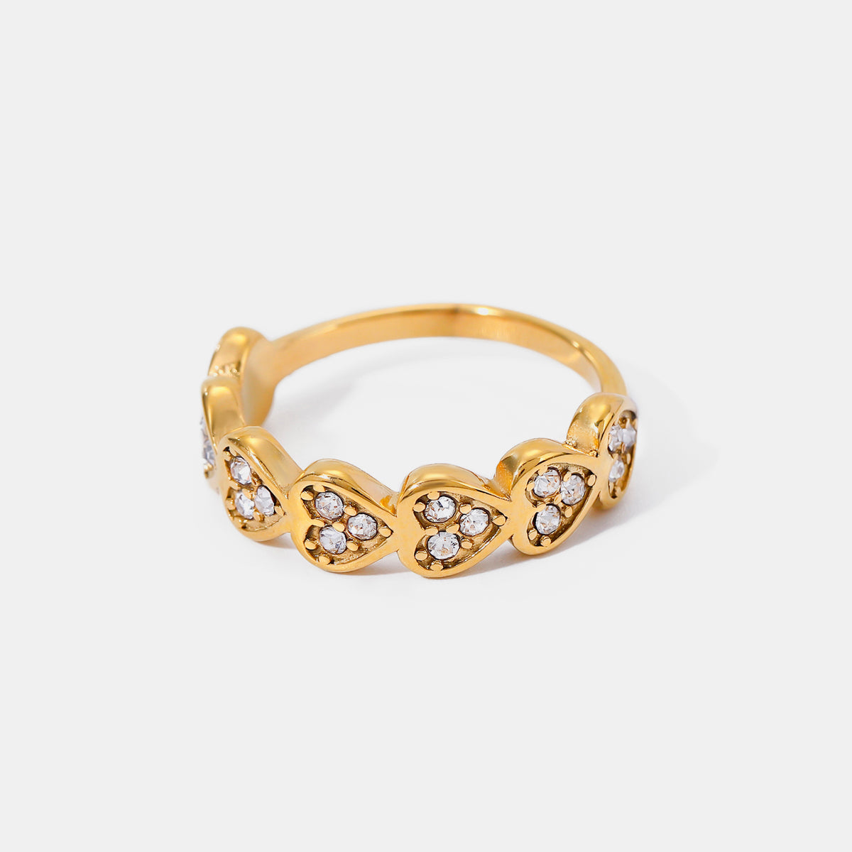 Women’s Stainless Steel Inlaid Zircon Heart Ring