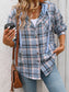 Blueberi B Women's Plaid Long Sleeve Hooded Jacket Cotton Polyester Size S-2XL