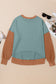 Blueberi B Women's Contrast Round Neck Long Sleeve Sweatshirt Polyester Cotton Size S-2XL