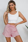 Blueberi B Women's Full Size Drawstring Ruffle Hem Shorts Cotton Size S-3XL